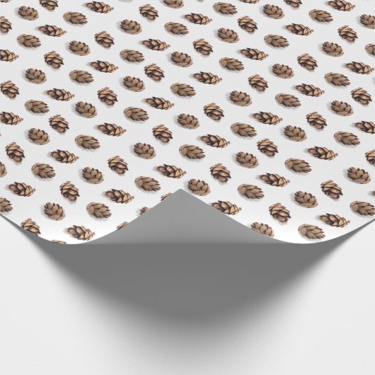 Mini Pine Cones on White Pattern Cadeaupapier (Hoek)