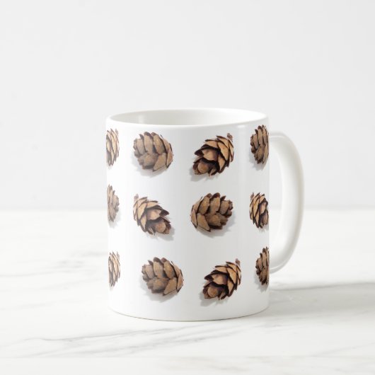 Mini Pine Cones op wit Koffiemok (Voorkant rechts)
