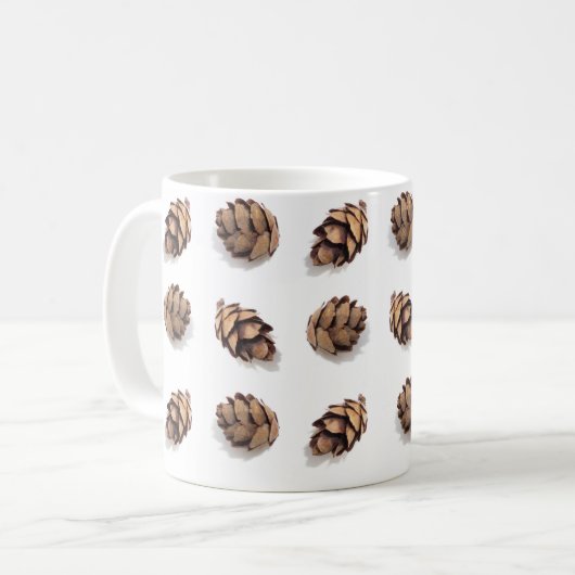 Mini Pine Cones op wit Koffiemok (Voorkant links)