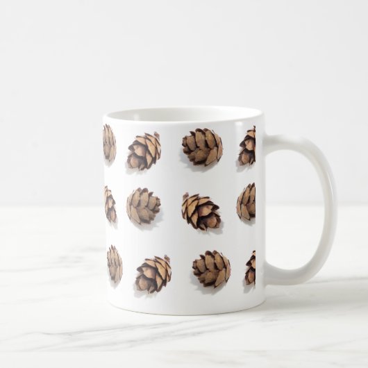 Mini Pine Cones op wit Koffiemok (Rechts)