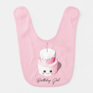 Mini Pink Cake Birthday Napkin voor Baby Girl Baby Baby Slabbetje