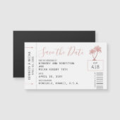 Mini Pink Plane Ticket Beach bruiloft Magnet (Voorkant / Achterkant)