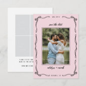 Mini pink whimsical bow multi photo RSVP kaartje (Voorkant / Achterkant)