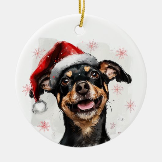 Mini Pinscher Dog Christmas Personalized Keramisch Ornament (Voorkant)