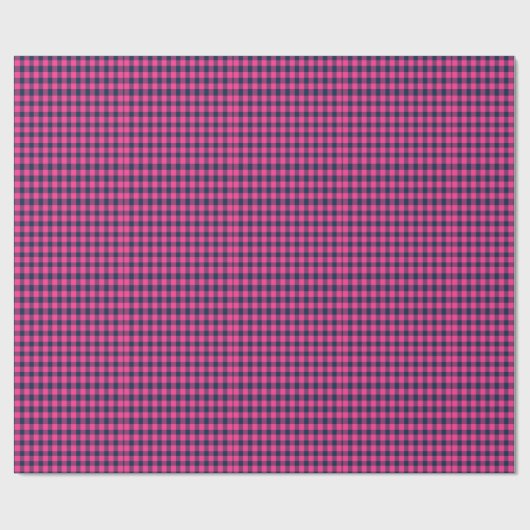 Mini Pixel Buffalo Check Plaid Pink Navy Cadeaupapier (Vlak)