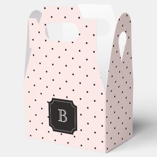 Mini Polka Dots Chique Roze Monogram Bruiloft Bedankdoosjes (Geopend)