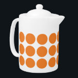 Mini Polka Dots Teapot Theepot<br><div class="desc">Cute en trendy Mini Polka Dots Teapot. Dit ontwerp heeft kleine cirkelpoka stippen in oranje en wit. De tekst kan aan dit ontwerp worden toegevoegd om het een persoonlijke aanraking te geven.</div>