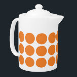 Mini Polka Dots Teapot Theepot<br><div class="desc">Cute en trendy Mini Polka Dots Teapot. Dit ontwerp heeft kleine cirkelpoka stippen in oranje en wit. De tekst kan aan dit ontwerp worden toegevoegd om het een persoonlijke aanraking te geven.</div>
