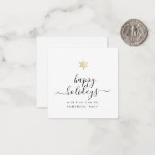 Mini Prettige feestdagen Elegant Script Gold Snowf Notitiekaartje (Voorkant / Achterkant in situ)
