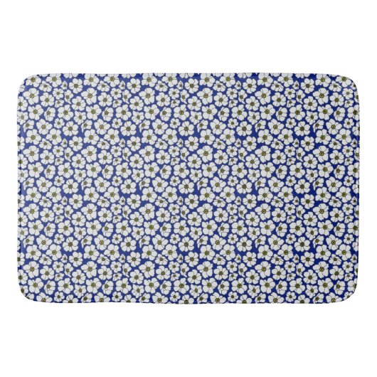 Mini-print bloemen op blauw badmat (Voorkant)