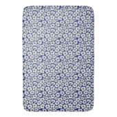 Mini-print bloemen op blauw badmat (Voorkant Verticaal)