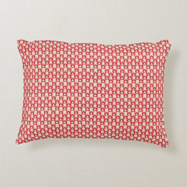 Mini Pug-afdrukken op Red Kerstmis Pillow Accent Kussen (Achterkant)