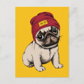 Mini Puppy Hipster Pug Briefkaart (Voorkant)