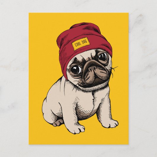 Mini Puppy Hipster Pug Briefkaart (Voorkant)