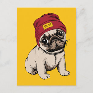 Mini Puppy Hipster Pug Briefkaart