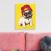Mini Puppy Hipster Pug Canvas Afdruk (Insitu (Woonkamer))