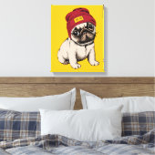 Mini Puppy Hipster Pug Canvas Afdruk (Insitu (Slaapkamer))