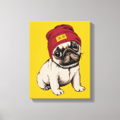 Mini Puppy Hipster Pug Canvas Afdruk (Voorkant)