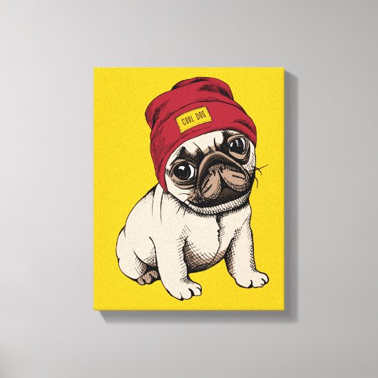 Mini Puppy Hipster Pug Canvas Afdruk (Voorkant)