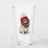 Mini Puppy Hipster Pug Glas (Achterkant)