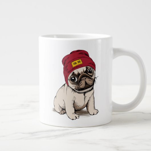Mini Puppy Hipster Pug Grote Koffiekop (Rechts)
