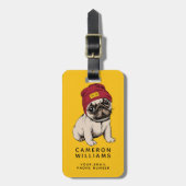 Mini Puppy Hipster Pug | Jouw namen toevoegen Bagagelabel (Voorkant verticaal)