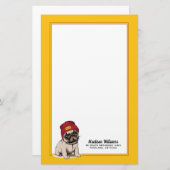 Mini Puppy Hipster Pug | Jouw namen toevoegen Briefpapier (Voorkant / Achterkant)