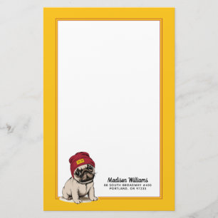 Mini Puppy Hipster Pug Jouw namen toevoegen Briefpapier