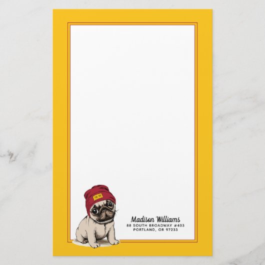 Mini Puppy Hipster Pug | Jouw namen toevoegen Briefpapier (Voorkant)