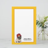 Mini Puppy Hipster Pug | Jouw namen toevoegen Briefpapier (Staand voorkant)