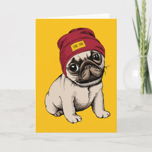 Mini Puppy Hipster Pug Kaart