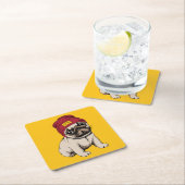 Mini Puppy Hipster Pug Kartonnen Onderzetters (Insitu)