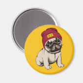 Mini Puppy Hipster Pug Magneet (Voorkant / Achterkant)