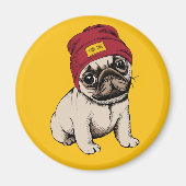 Mini Puppy Hipster Pug Magneet (Voorkant)