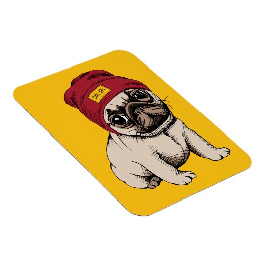 Mini Puppy Hipster Pug Magneet (Rechterzijde)