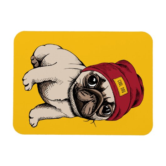 Mini Puppy Hipster Pug Magneet (Horizontaal)