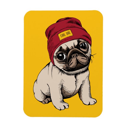 Mini Puppy Hipster Pug Magneet (Verticaal)