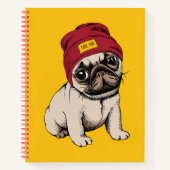 Mini Puppy Hipster Pug Notitieboek (Voorkant)