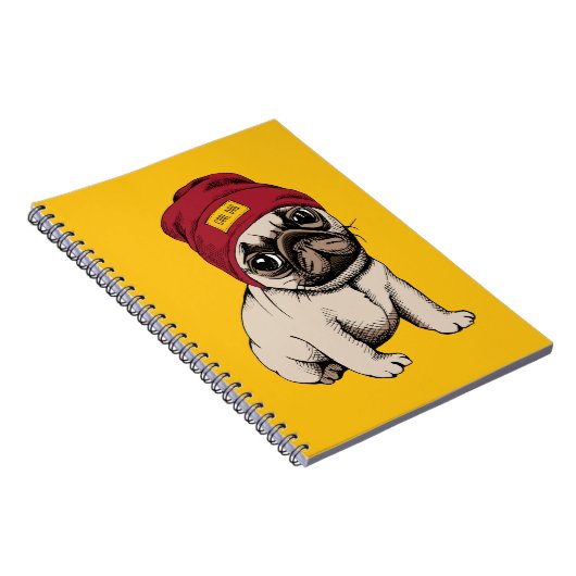 Mini Puppy Hipster Pug Notitieboek (Rechterzijde)