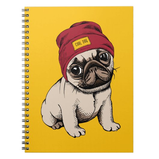 Mini Puppy Hipster Pug Notitieboek (Voorkant)