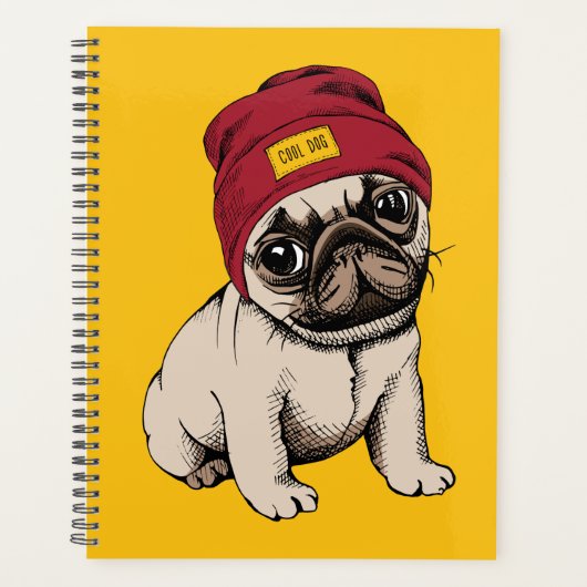 Mini Puppy Hipster Pug Planner (Voorkant)