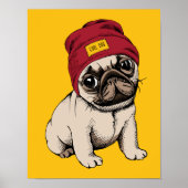 Mini Puppy Hipster Pug Poster (Voorkant)