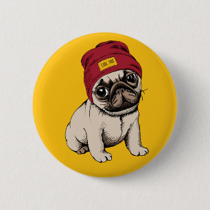 Mini Puppy Hipster Pug Ronde Button 5,7 Cm