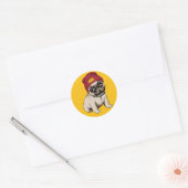 Mini Puppy Hipster Pug Ronde Sticker (Envelop)