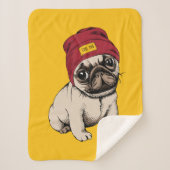 Mini Puppy Hipster Pug Sherpa Deken (Voorkant)