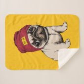 Mini Puppy Hipster Pug Sherpa Deken (Voorkant (horizontaal))