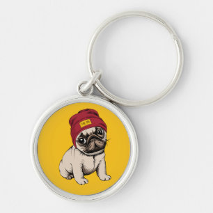 Mini Puppy Hipster Pug Sleutelhanger