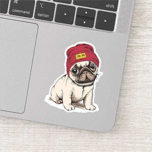 Mini Puppy Hipster Pug Sticker (Detail)
