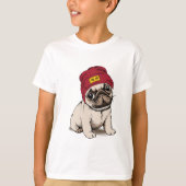 Mini Puppy Hipster Pug T-shirt (Voorkant)