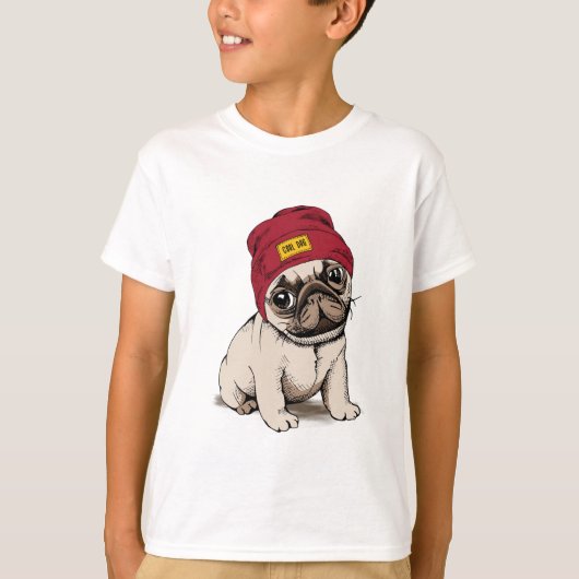 Mini Puppy Hipster Pug T-shirt (Voorkant)